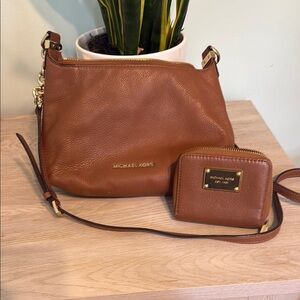 Michael Kors Brown Leather Crossbody Bag and Wallet Set